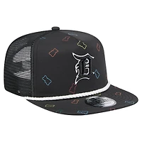 Casquette snapback noire New Era pour homme, motif gummy golfer des Detroit Tigers