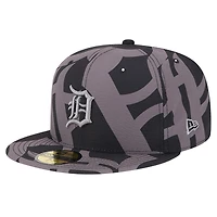 Men's New Era Black Detroit Tigers Logo Fracture 59FIFTY Fitted Hat