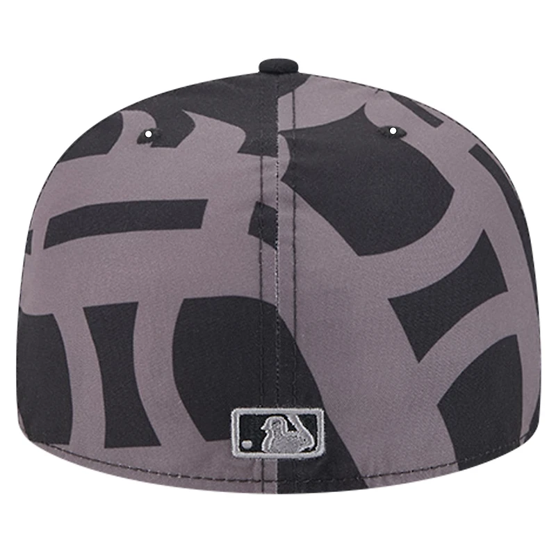 Men's New Era Black Detroit Tigers Logo Fracture 59FIFTY Fitted Hat