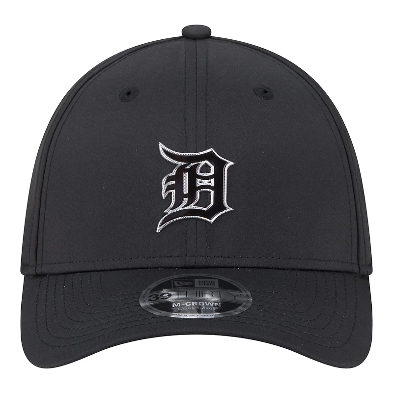 Casquette New Era noire Detroit Tigers métallisée 39THIRTY M-Crown Flex pour homme