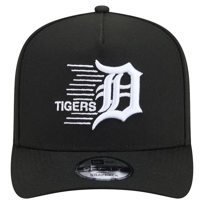 Men's New Era Black Detroit Tigers Motion A-Frame 9FIFTY Snapback Hat