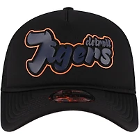 Men's New Era Black Detroit Tigers Retro Bold A-Frame Trucker 9FORTY Adjustable Hat