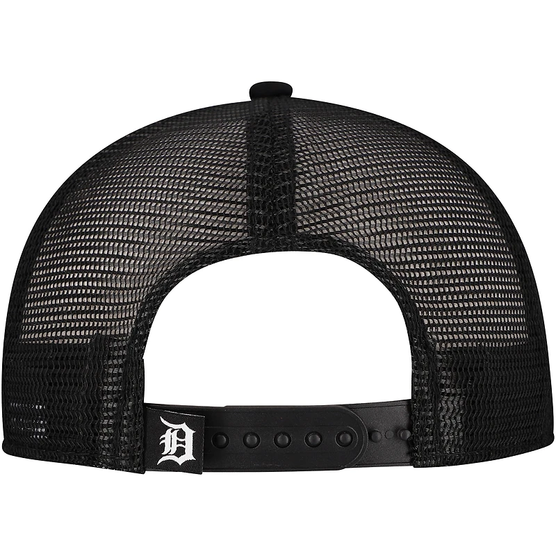 Men's New Era Black Detroit Tigers Retro Bold A-Frame Trucker 9FORTY Adjustable Hat