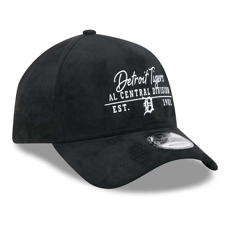 Men's New Era  Black Detroit Tigers Script Text 9FORTY A-Frame Adjustable Hat