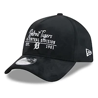Men's New Era  Black Detroit Tigers Script Text 9FORTY A-Frame Adjustable Hat