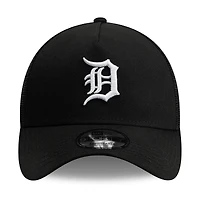 Men's New Era Black Detroit Tigers Side Script 9FORTY A-Frame Trucker Adjustable Hat