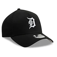 Men's New Era Black Detroit Tigers Side Script 9FORTY A-Frame Trucker Adjustable Hat