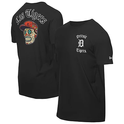 T-shirt noir New Era pour homme avec motif Sugar Skulls des Detroit Tigers