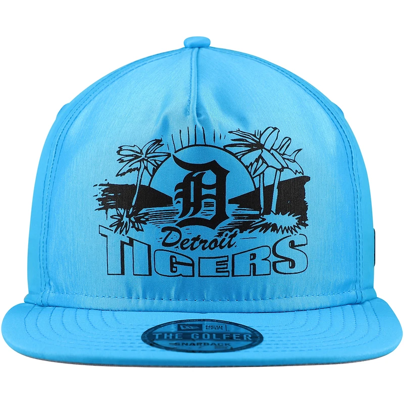 Casquette Snapback de golfeur néon des Detroit Tigers New Era bleue pour hommes