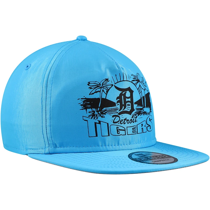 Casquette Snapback de golfeur néon des Detroit Tigers New Era bleue pour hommes
