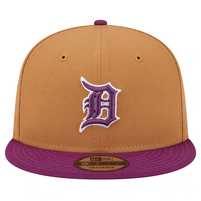 Men's New Era Brown/Purple Detroit Tigers Color Pack Two-Tone 9FIFTY Snapback Hat
