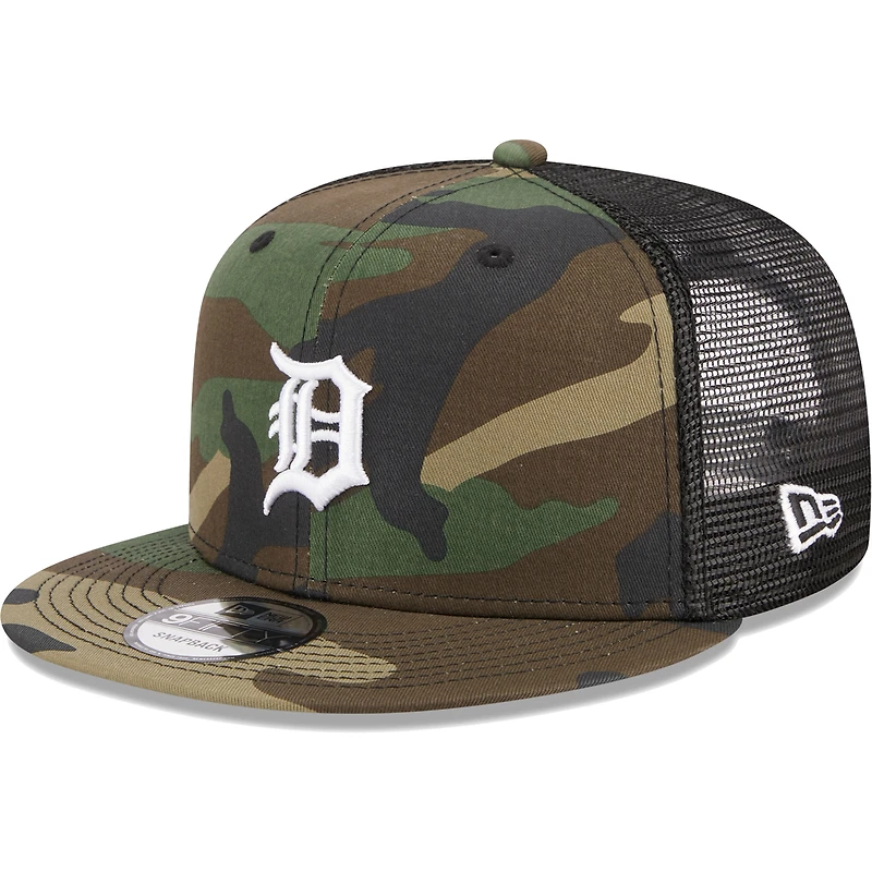 Casquette Snapback 9FIFTY Camo Detroit Tigers Woodland Camo Trucker New Era pour homme