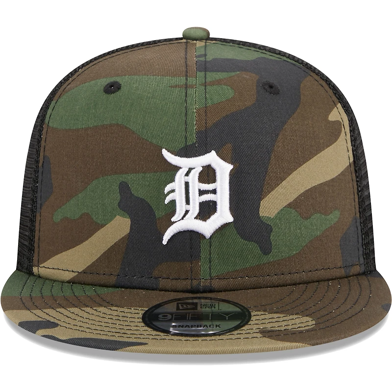 Men's New Era Camo Detroit Tigers Woodland Camo Trucker 9FIFTY Snapback Hat