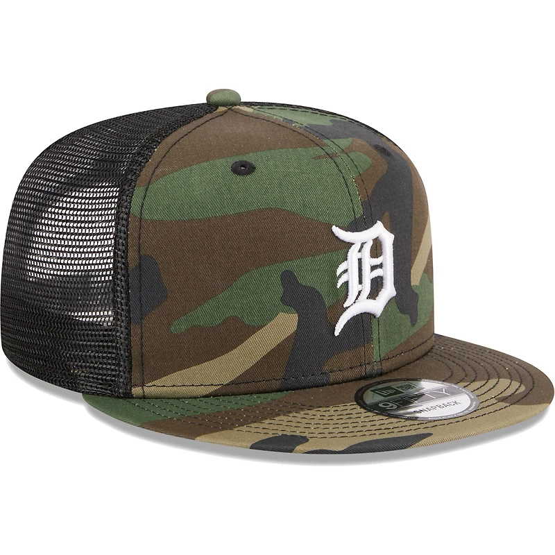 Men's New Era Camo Detroit Tigers Woodland Camo Trucker 9FIFTY Snapback Hat