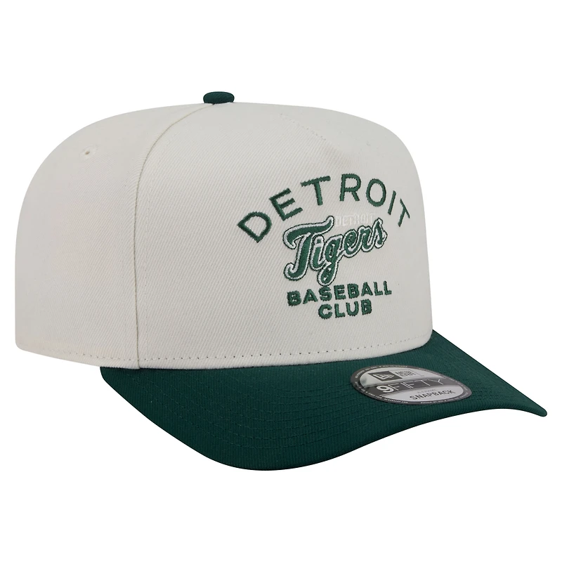 Men's New Era Cream/Dark Green Detroit Tigers Chrome A-Frame 9FIFTY Snapback Hat