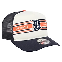 Casquette snapback New Era 9FIFTY Trucker à motif drapeau des Detroit Tigers pour homme, couleur crème/bleu marine