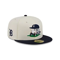 Men's New Era  Cream/Navy Detroit Tigers Bullpen Cart 59FIFTY Fitted Hat