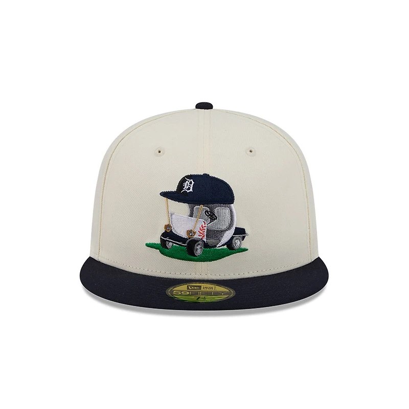 Casquette ajustée New Era 59FIFTY crème/marine Detroit Tigers Bullpen Cart pour homme