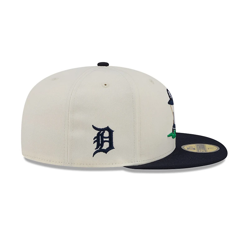 Casquette ajustée New Era 59FIFTY crème/marine Detroit Tigers Bullpen Cart pour homme