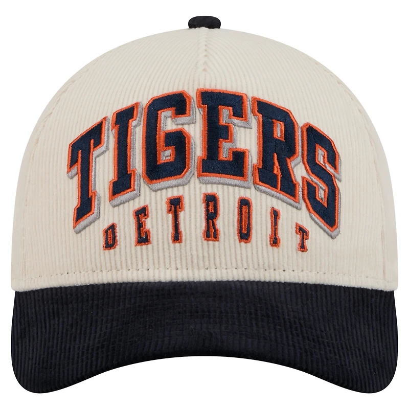 Men's New Era Cream/Navy Detroit Tigers Sided Corduroy 9FORTY A-Frame Adjustable Hat