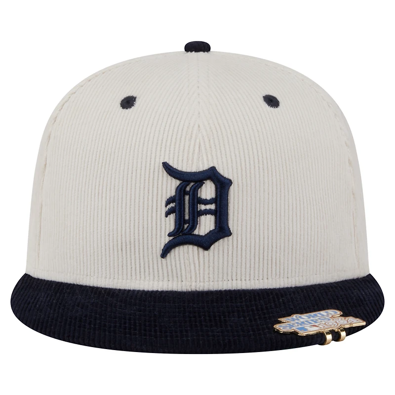 Men's New Era Cream/Navy Detroit Tigers Two-Tone Corduroy 59FIFTY Fitted Hat