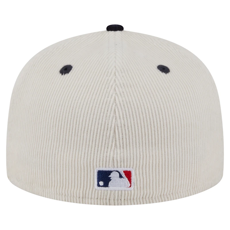 Men's New Era Cream/Navy Detroit Tigers Two-Tone Corduroy 59FIFTY Fitted Hat