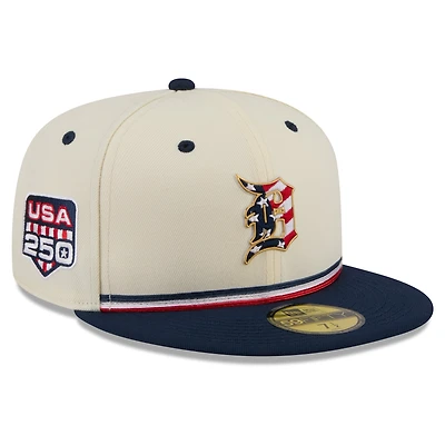 Men's New Era Cream/Navy Detroit Tigers USA 250 Fourth of July 59FIFTY Fitted Hat