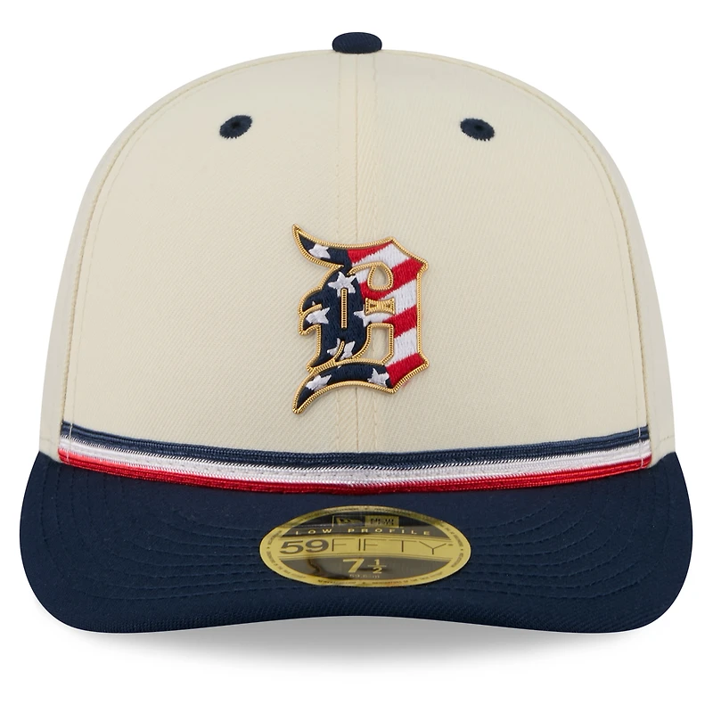 Men's New Era Cream/Navy Detroit Tigers USA 250 Fourth of July Low Profile 59FIFTY Fitted Hat
