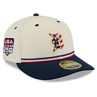 Casquette ajustée New Era 59FIFTY crème/marine Detroit Tigers USA 250 pour homme, modèle 4 juillet à profil bas