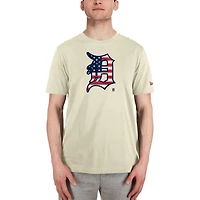 T-shirt crème avec drapeau américain des Detroit Tigers New Era pour hommes