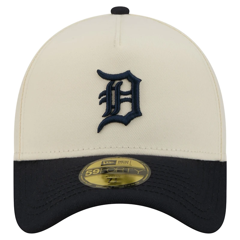 Casquette ajustée New Era 59FORTY crème Detroit Tigers Chrome A-Frame pour homme