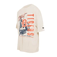 Men's New Era Cream Detroit Tigers Cooperstown Collection Oversized Throwback Distressed T-Shirt