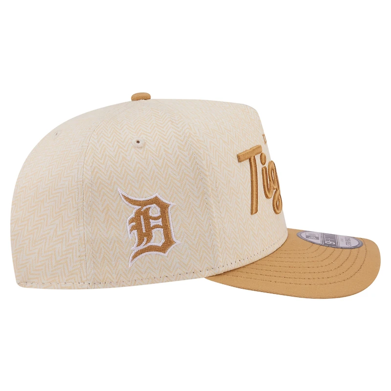 Men's New Era Cream Detroit Tigers Herringbone 9FIFTY A-Frame Snapback Hat