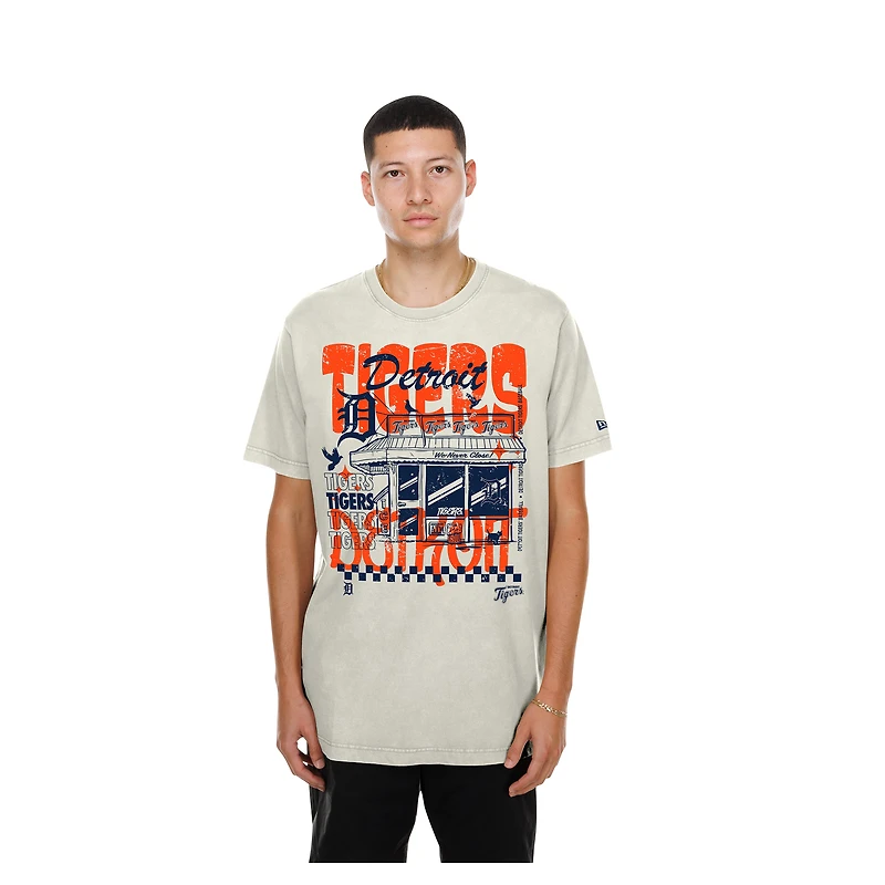 T-shirt New Era crème pour homme, Detroit Tigers, style de vie, gourmand, mode