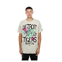 T-shirt New Era crème pour homme, style punk core, Detroit Tigers.