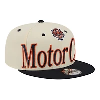 Men's New Era Cream Detroit Tigers Oversized Slogan 9FIFTY Snapback Hat