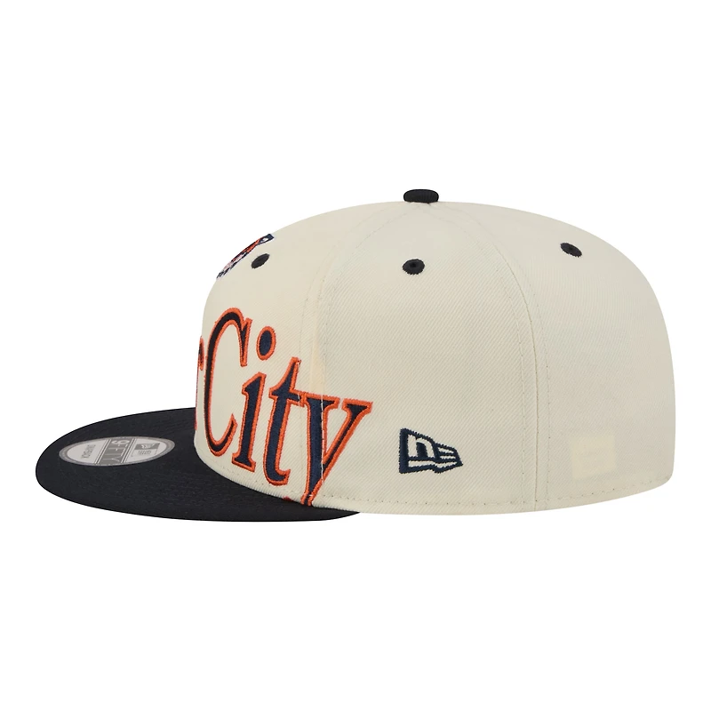 Men's New Era Cream Detroit Tigers Oversized Slogan 9FIFTY Snapback Hat