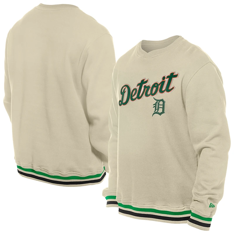 Sweat-shirt à capuche en sergé crème Detroit Tigers pour homme New Era