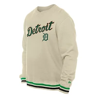 Men's New Era  Cream Detroit Tigers St. Patrick's Day Twill Pullover Sweatshirt