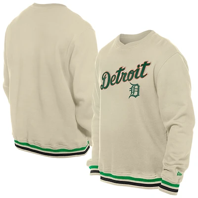 Sweat-shirt à capuche en sergé crème Detroit Tigers pour homme New Era