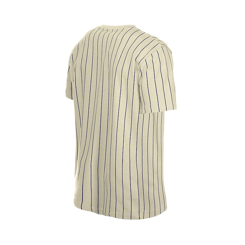 T-shirt à rayures fines New Era crème Detroit Tigers Throwback Meshback pour homme