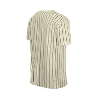 T-shirt à rayures fines New Era crème Detroit Tigers Throwback Meshback pour homme
