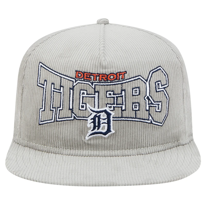 Casquette de golf à visière snapback en velours côtelé Detroit Tigers de New Era pour homme