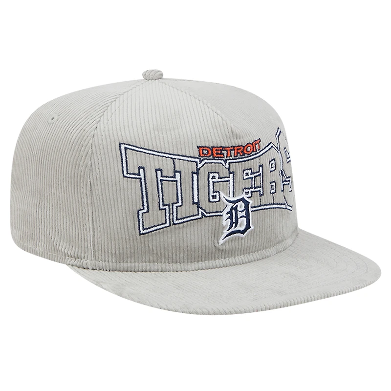 Casquette de golf à visière snapback en velours côtelé Detroit Tigers de New Era pour homme