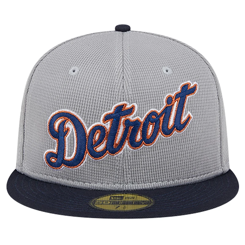 Casquette ajustée 59FIFTY en maille Pivot des Detroit Tigers New Era pour hommes, grise