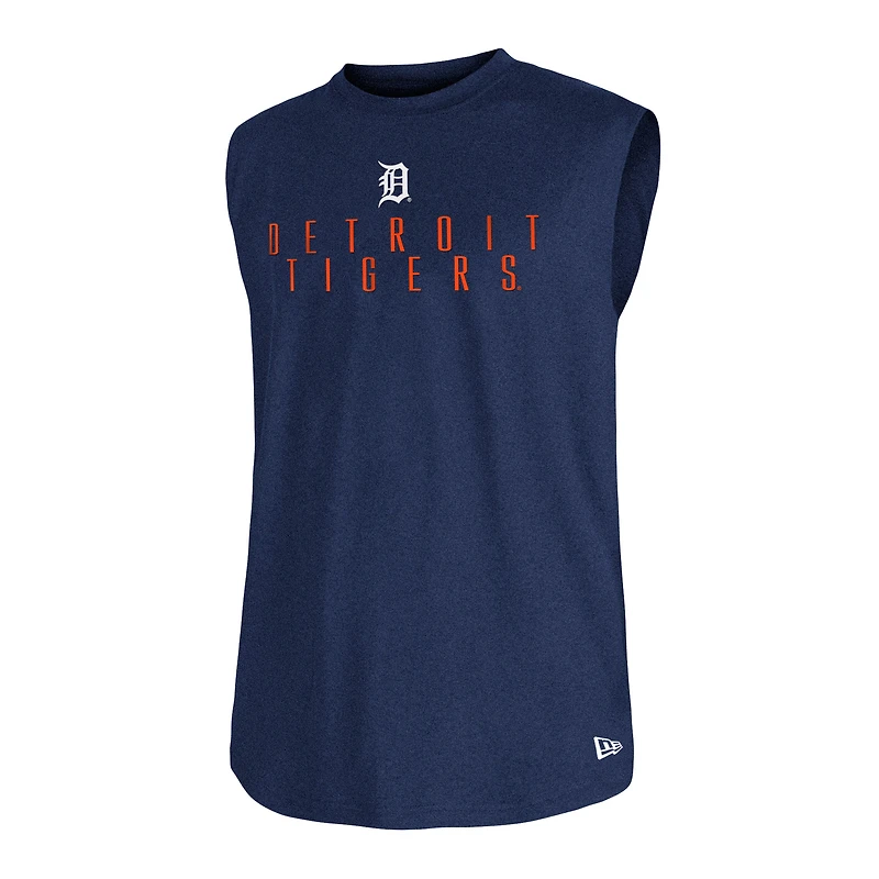 Men's New Era Heather Navy Detroit Tigers Team Muscle Tank Top