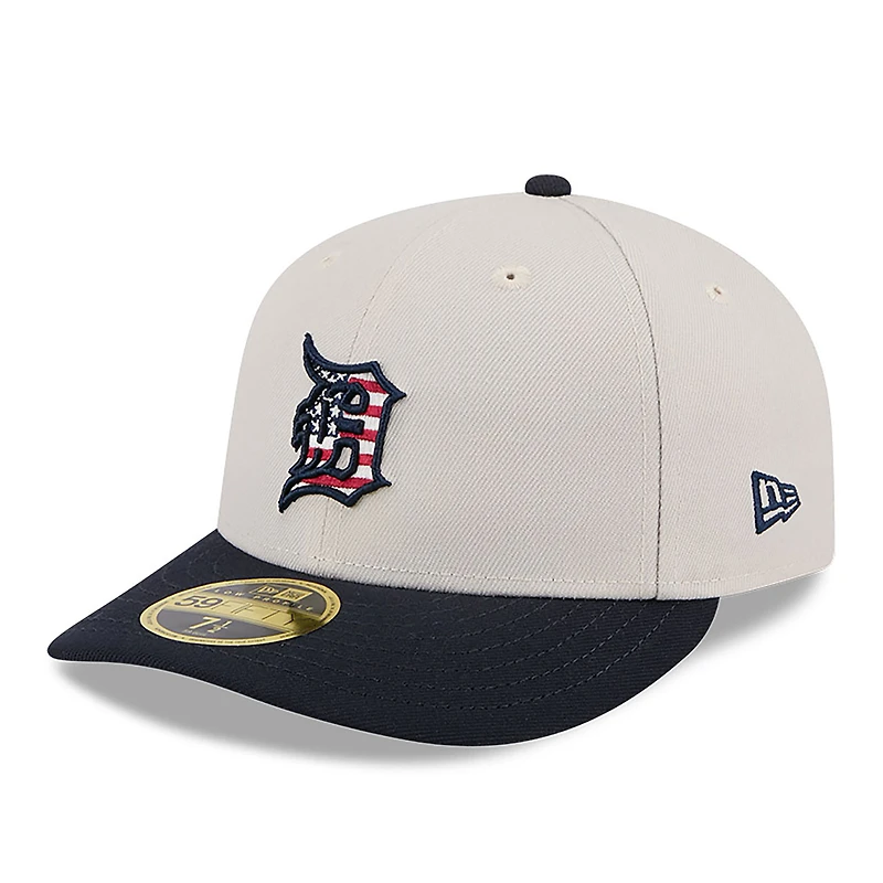 Casquette ajustée 59FIFTY à profil bas du 4 juillet New Era pour hommes, kaki/noir, Detroit Tigers 2024