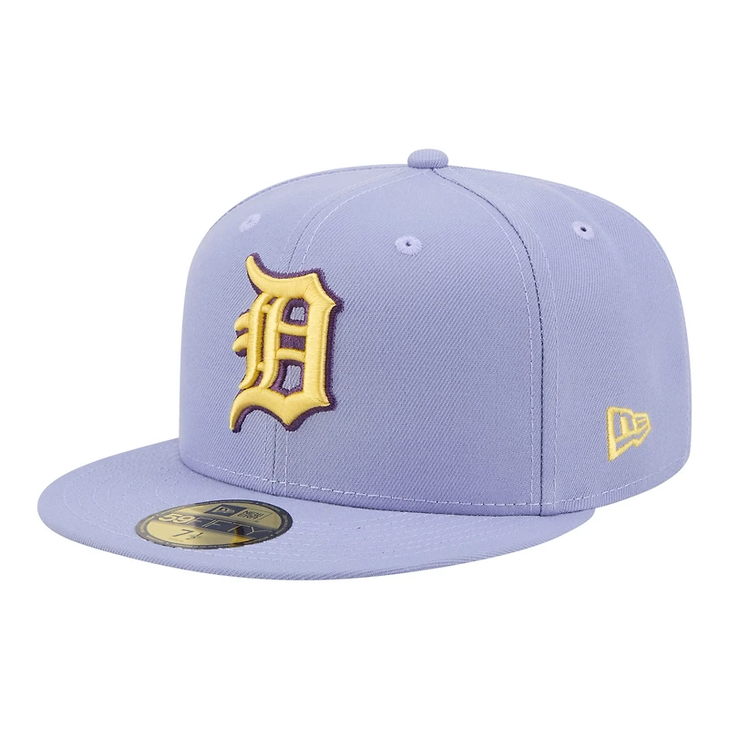 Casquette ajustée New Era 59FIFTY pour homme, couleur violet clair, Detroit Tigers, motif lavande.