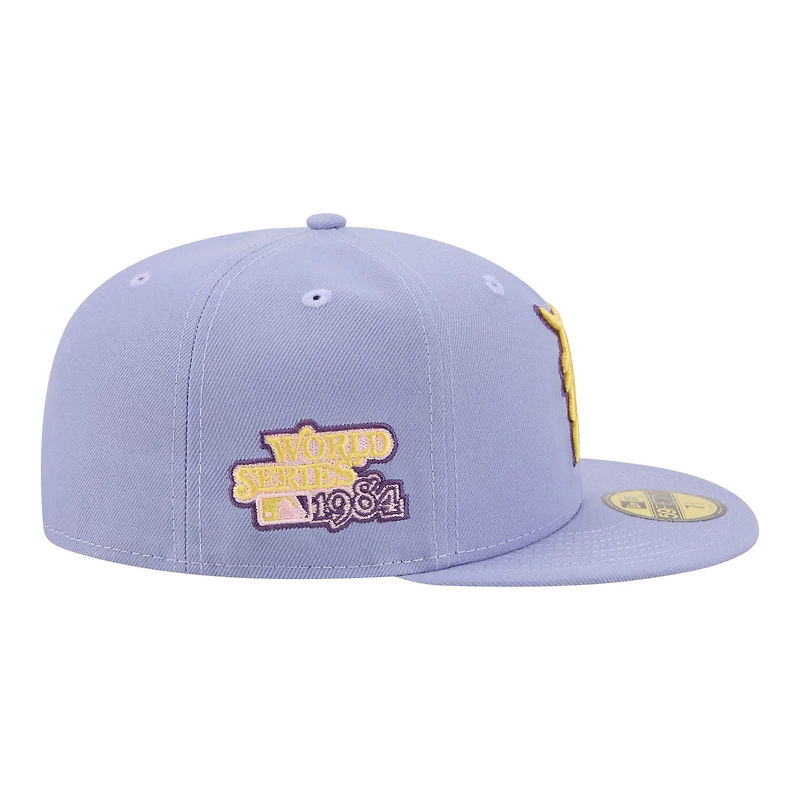 Casquette ajustée New Era 59FIFTY pour homme, couleur violet clair, Detroit Tigers, motif lavande.