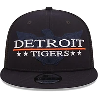 Men's New Era Navy/Black Detroit Tigers Patriot Trucker 9FIFTY Snapback Hat